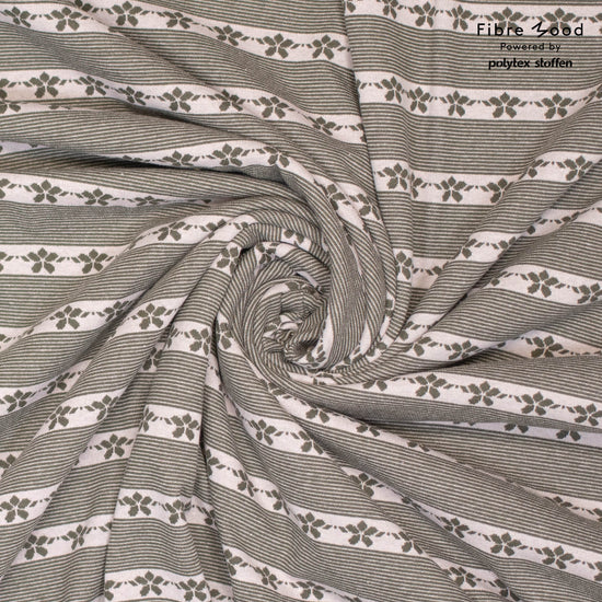 Tejido en punto jacquard en algodón reciclado verde / patrón #thea Fibre Mood en Fabric Mumu