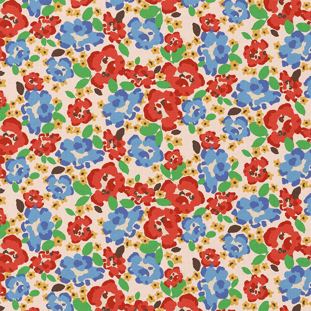 Tela popelín algodón flores acuarela