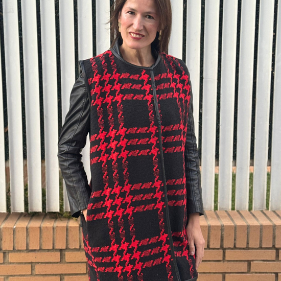 Paño de abrigo pata de gallo roja