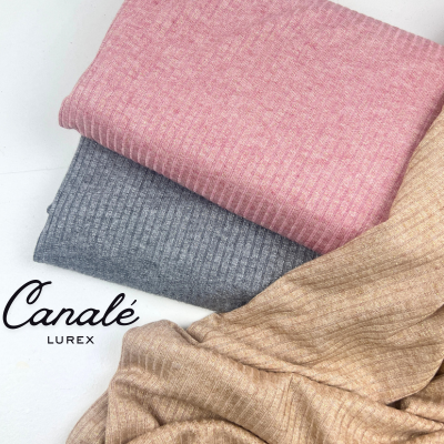 Punto canalé Lúrex - beige oro