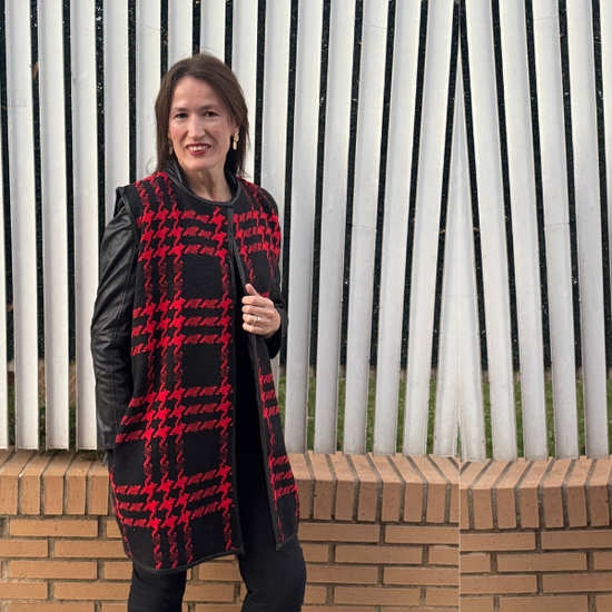 Paño de abrigo pata de gallo roja