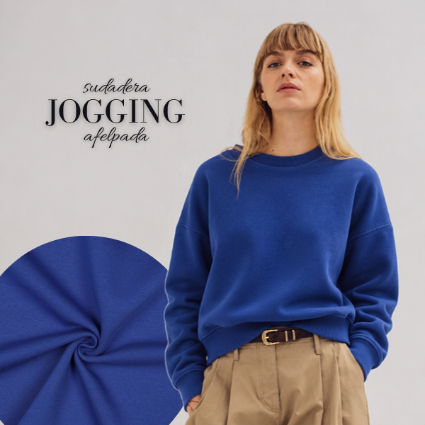 Sudadera jogging afelpada azul cobalto