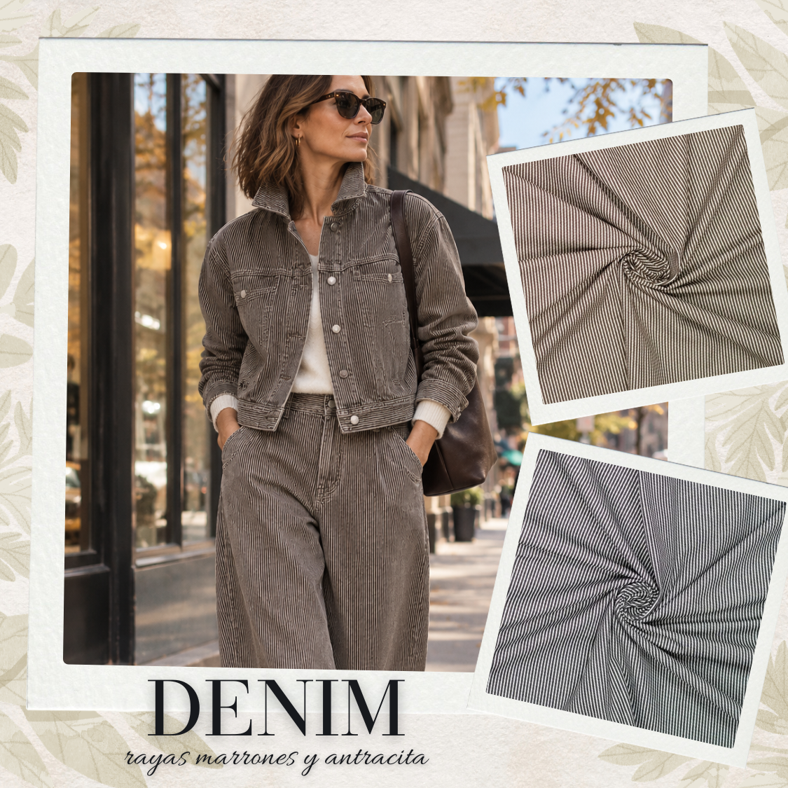 Denim algodón rayas