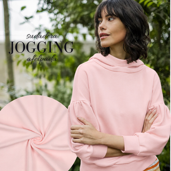 Sudadera jogging afelpada rosa pastel