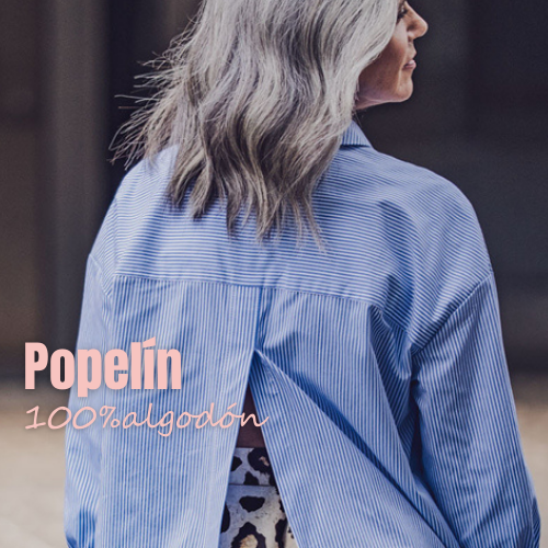 Tela popelín rayas azules