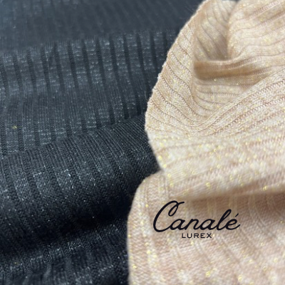 Punto canalé Lúrex - negro plateado