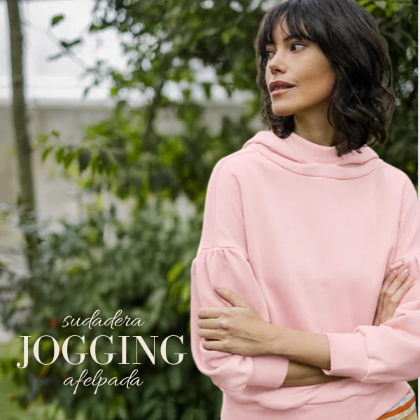 Sudadera jogging afelpada rosa pastel