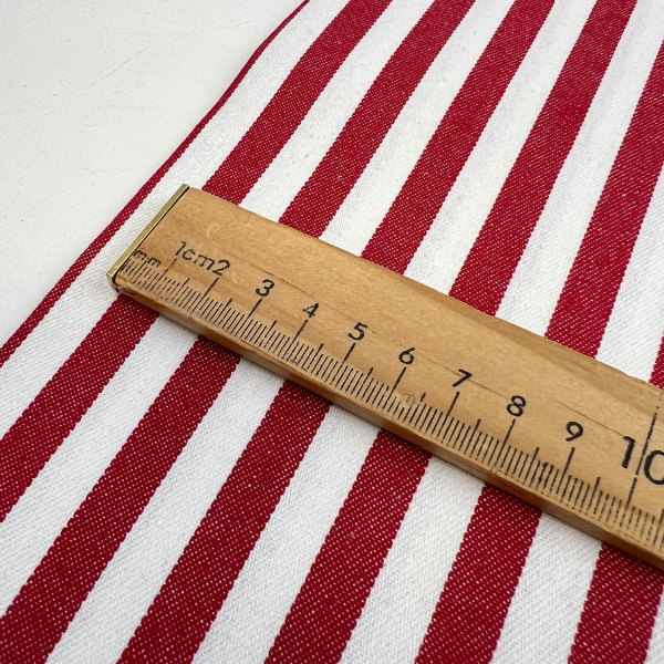 Denim algodón 7.7 oz rayas rojas