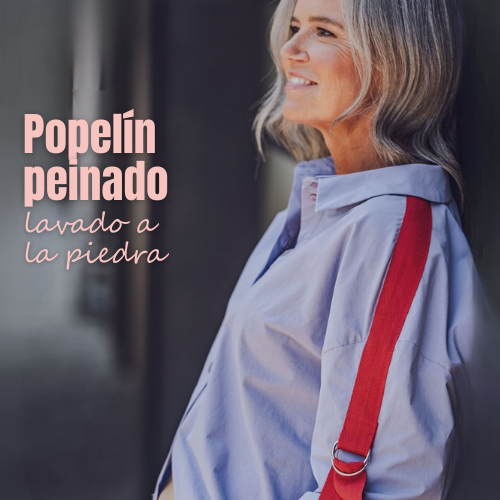 Tela popelín peinado lavado a la piedra malva