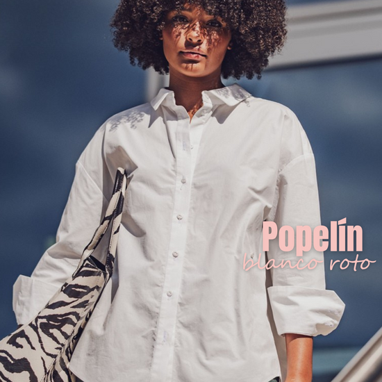 Tela Popelín blanco roto