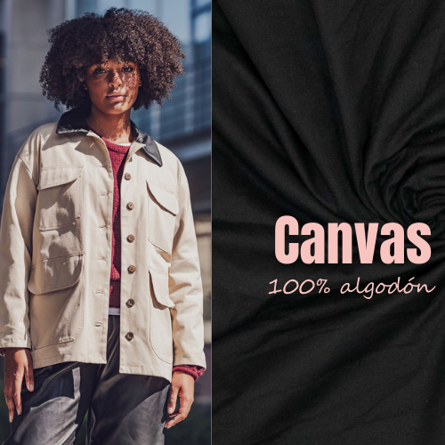 Tela canvas algodón 8 oz negra