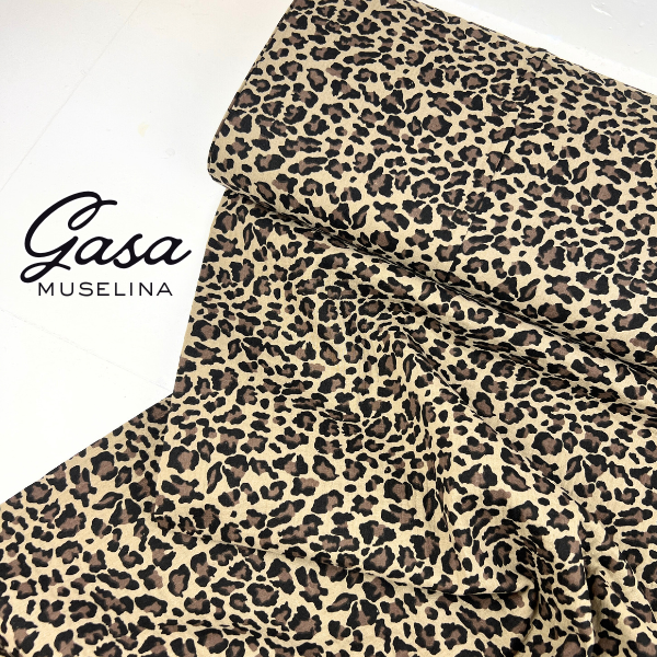 Tela Muselina animal print taupe