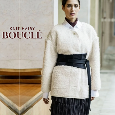 Tela abrigo bouclé natural