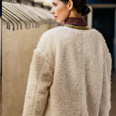 Tela abrigo bouclé natural