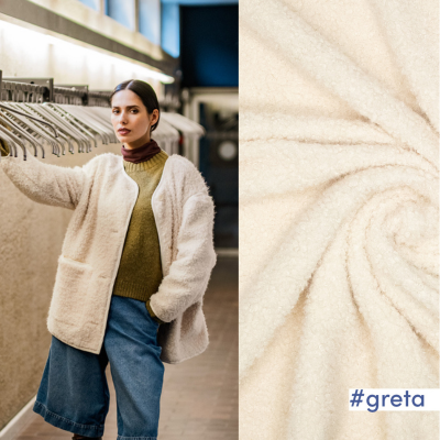 Tela abrigo bouclé natural