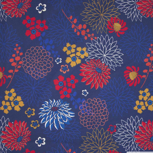 Popelín Katia Red&Blue Dahlias