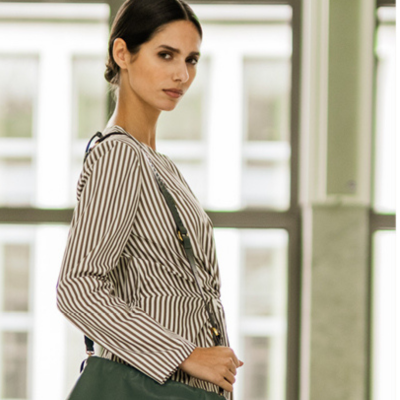 Tela algodón rayas verde