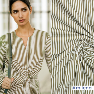 Tela algodón rayas verde