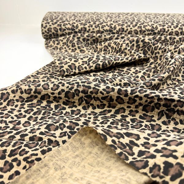 Tela Muselina animal print taupe