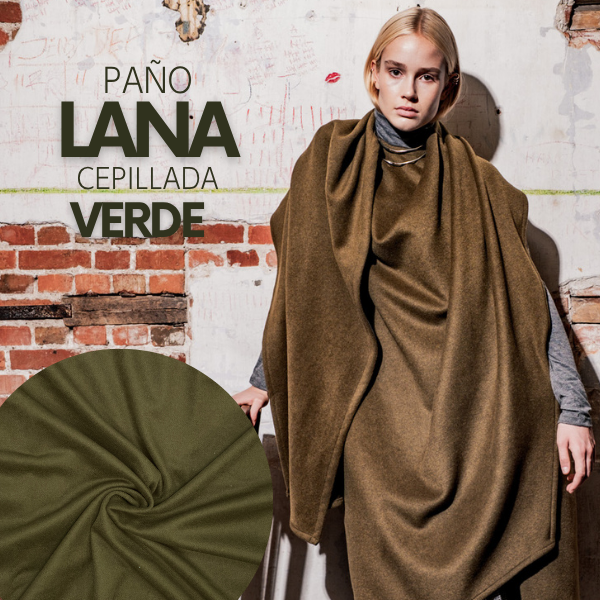 Paño abrigo lana cepillada verde aceituna