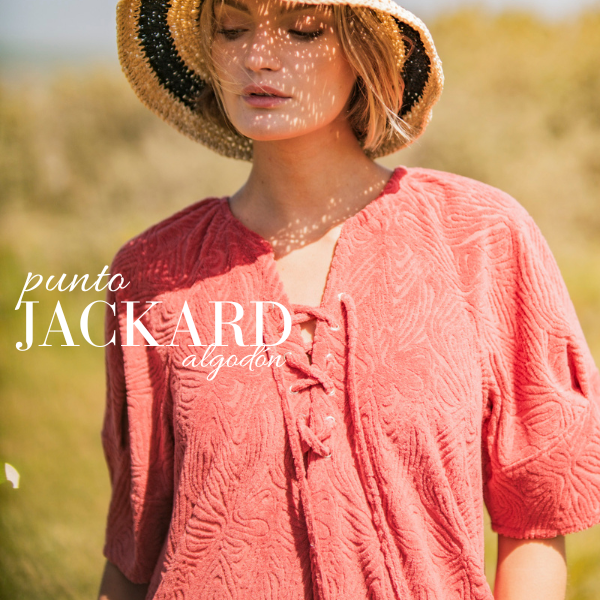 Punto jacquard algodón coral empolvado