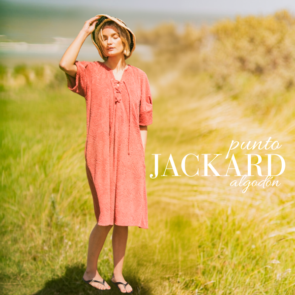 Punto jacquard algodón coral empolvado