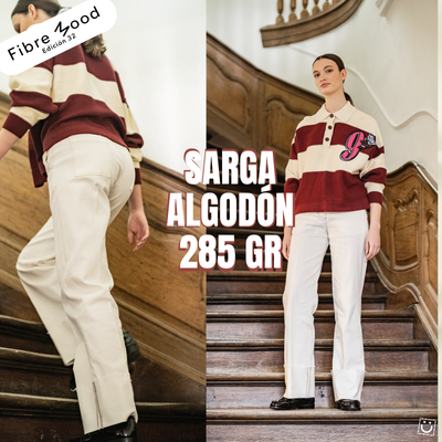 Tela sarga de algodón blanca 285 gr