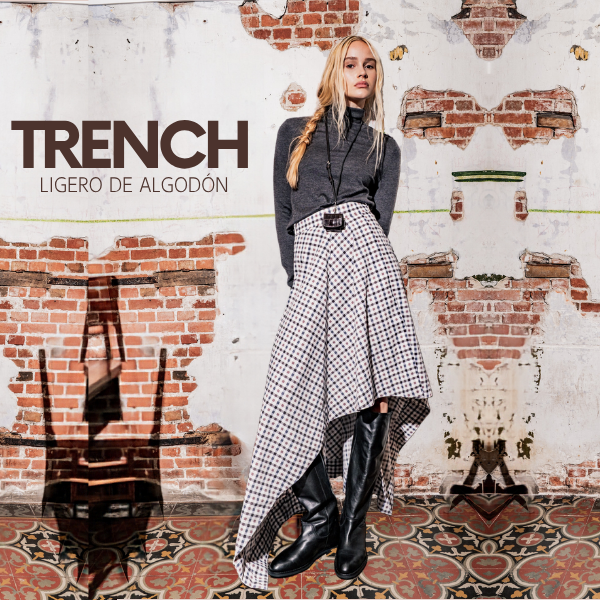 Trench de algodón de cuadros