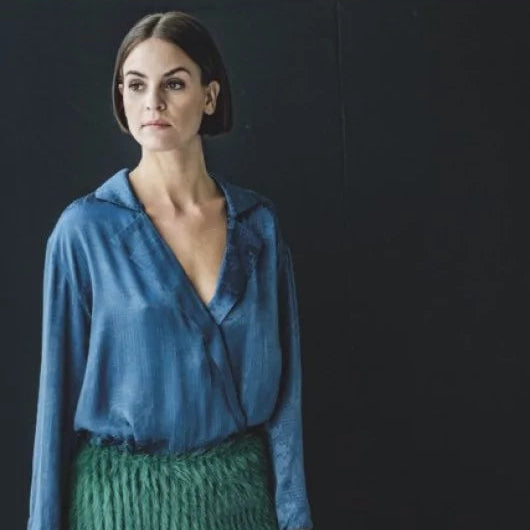 Viscosa jacquard flores azul