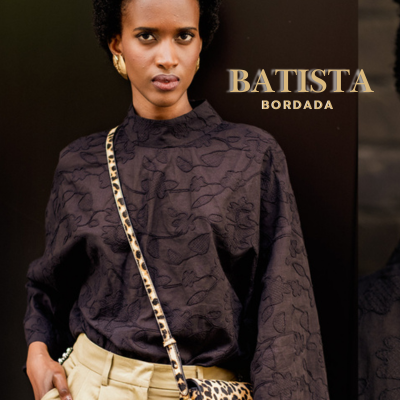 *PREVENTA* Tela batista bordada negra