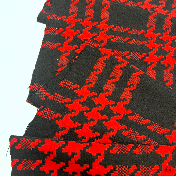 Paño de abrigo pata de gallo roja