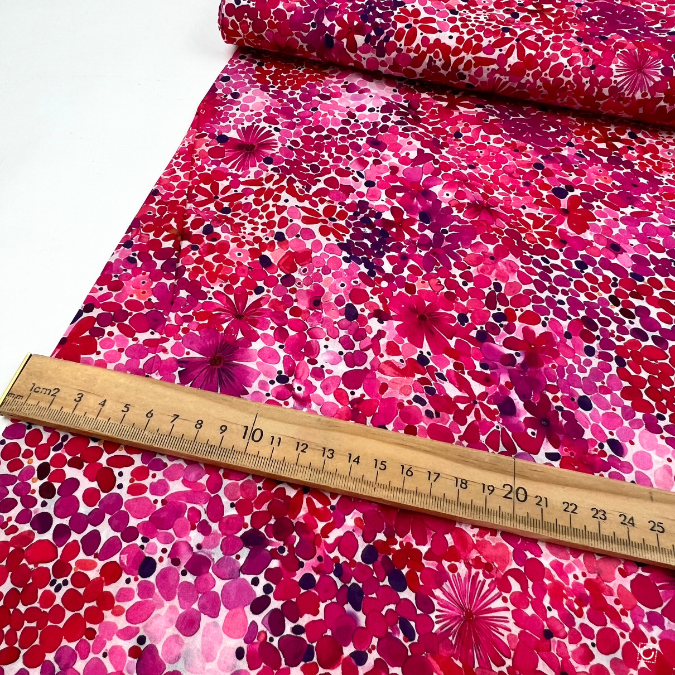 *RETAL* Batista algodón floral rosa 145-83 cm