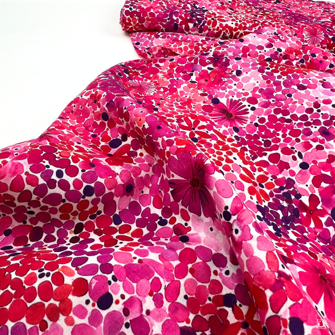 *RETAL* Batista algodón floral rosa 145-83 cm