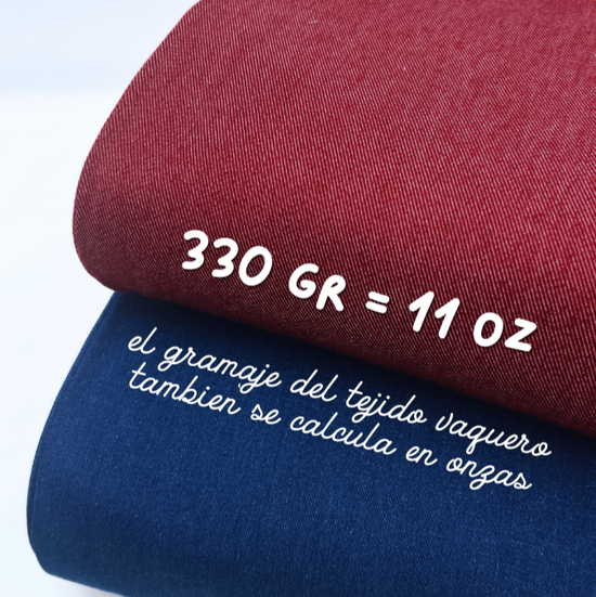 Denim algodón elástico burdeos