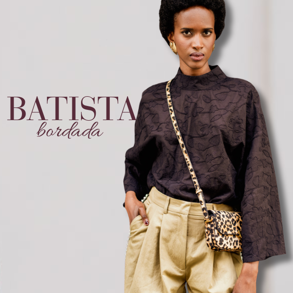 Tela batista bordada negra