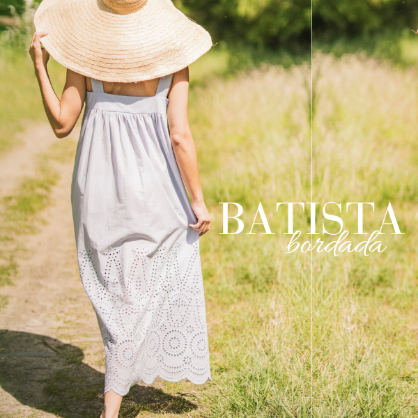 Batista bordada azul lavanda