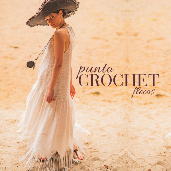 Punto crochet blanco con flecos