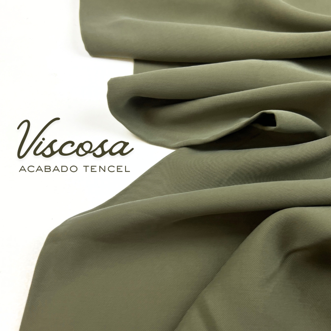 Viscosa acabado Tencel verde