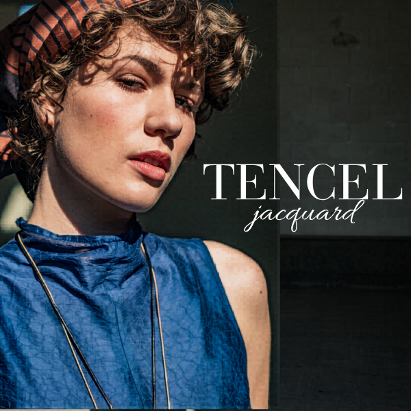 Tencel jacquard crinckle azul