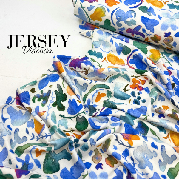 Viscosa Jersey multicolor azul