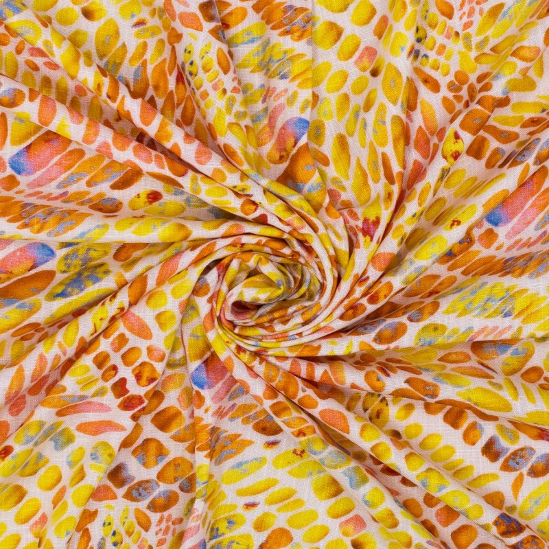 Tela viscosa lino hojas amarillas