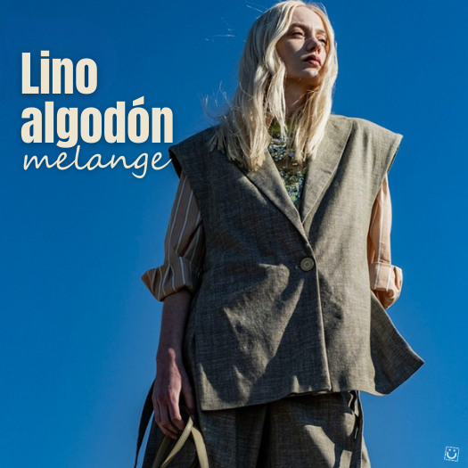 Tela lino algodón melange