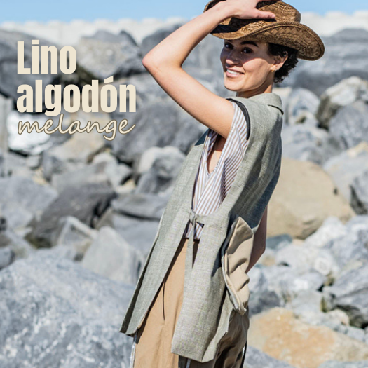 Tela lino algodón melange
