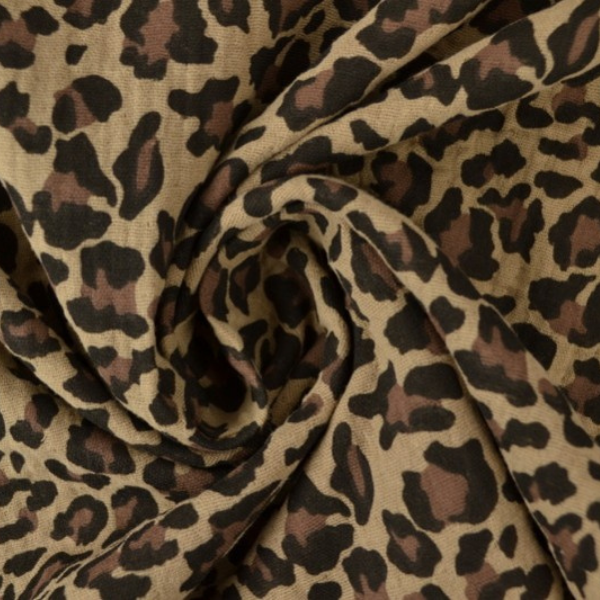 Tela Muselina animal print taupe