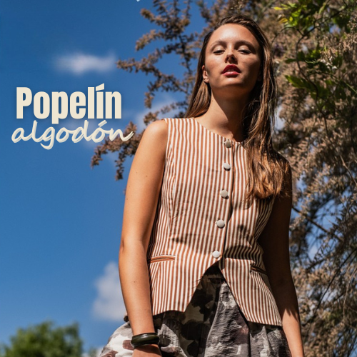 Tela popelín rayas marrón 190 gr