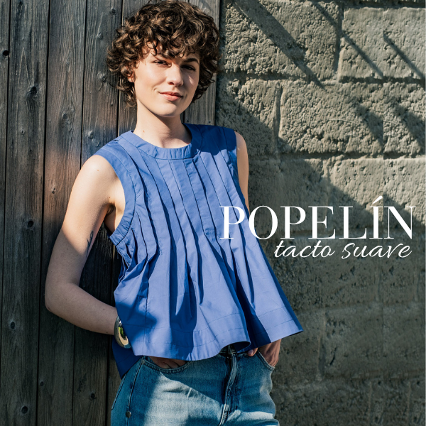 Tela popelín tacto suave azul