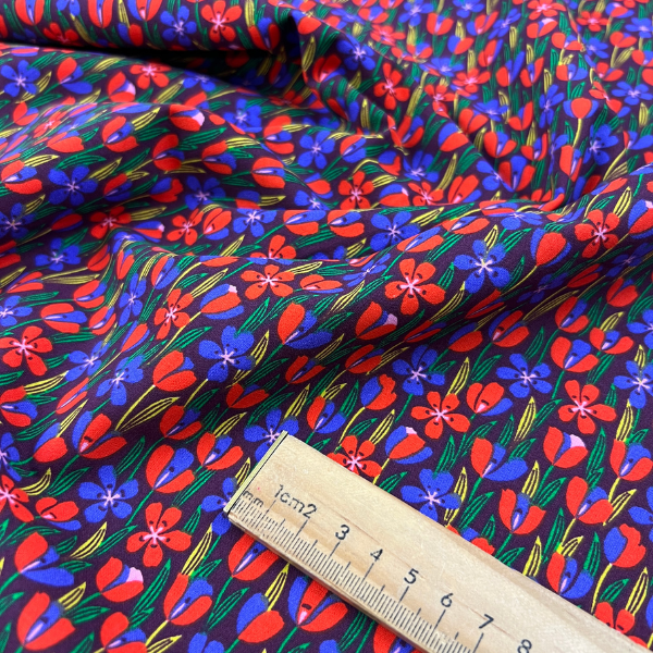 Tela popelín algodón Tulipanes rojos