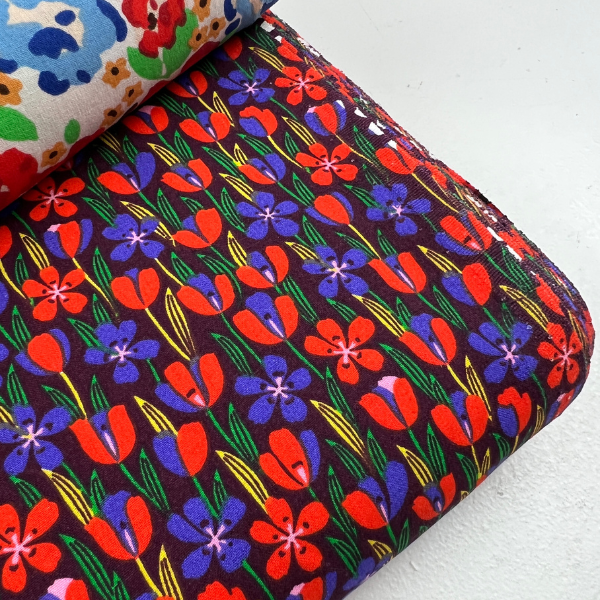 Tela popelín algodón Tulipanes rojos