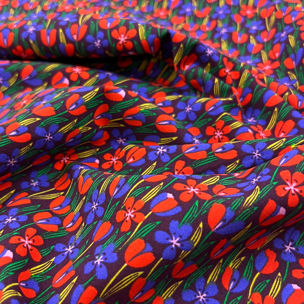 Tela popelín algodón Tulipanes rojos