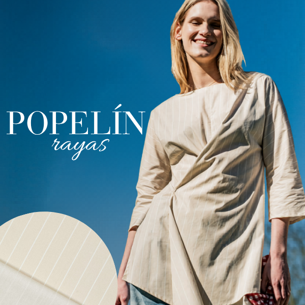 Popelín ligero rayas marrón y blanco 100% algodón